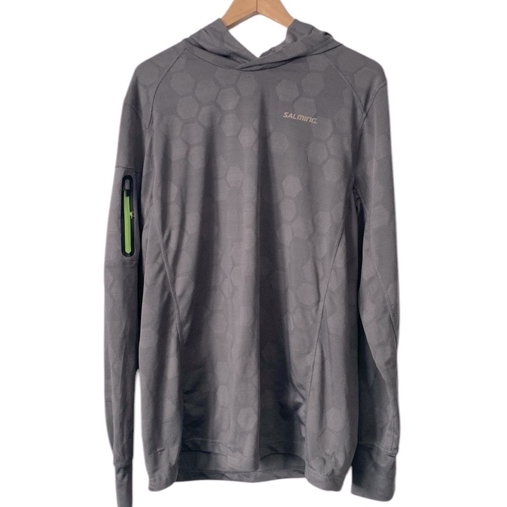 Salming running hexagon lightweight athletic hoodie shirt gray XL